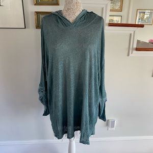 PETE & GRETA x JOHNNY WAS Teal Linen Oversized Hoodie Pullover M